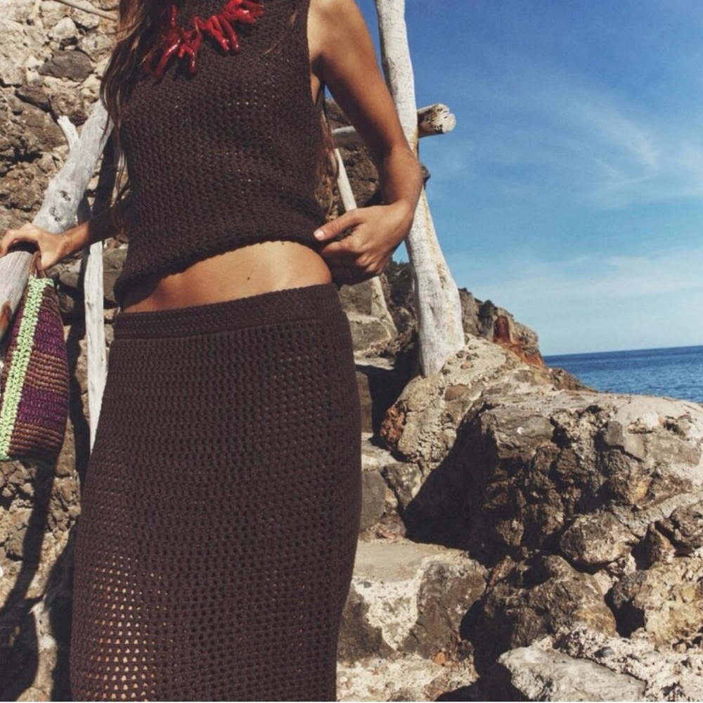 Zara Brown Textured Skirt